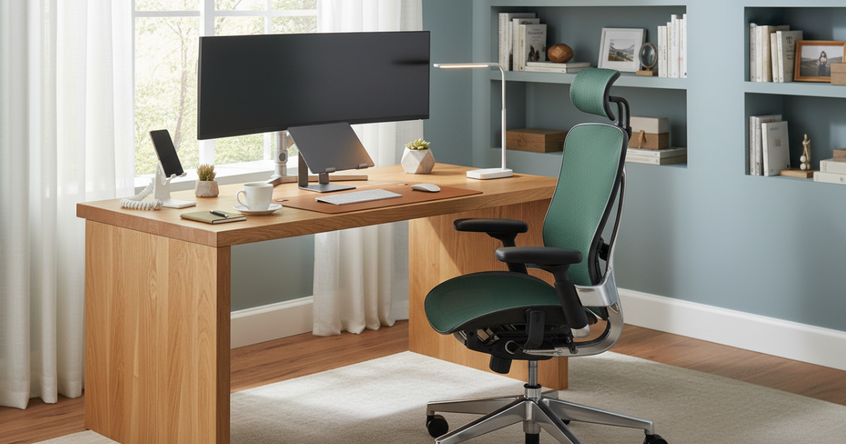 chaise ergonomique au milieu d'un bureau